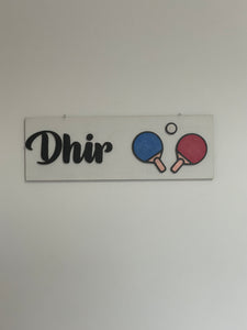 Kids Bedroom Door Sign , Personalised Sign for Study Area - Table Tennis