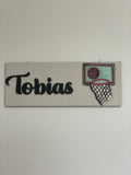 Kids Bedroom Door Sign , Personalised Sign for Study Area - Basketball