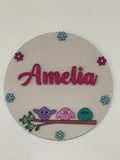 Personalised name plaque - Birds on branch