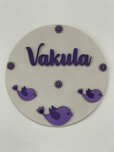 Personalised name plaque - flying birds