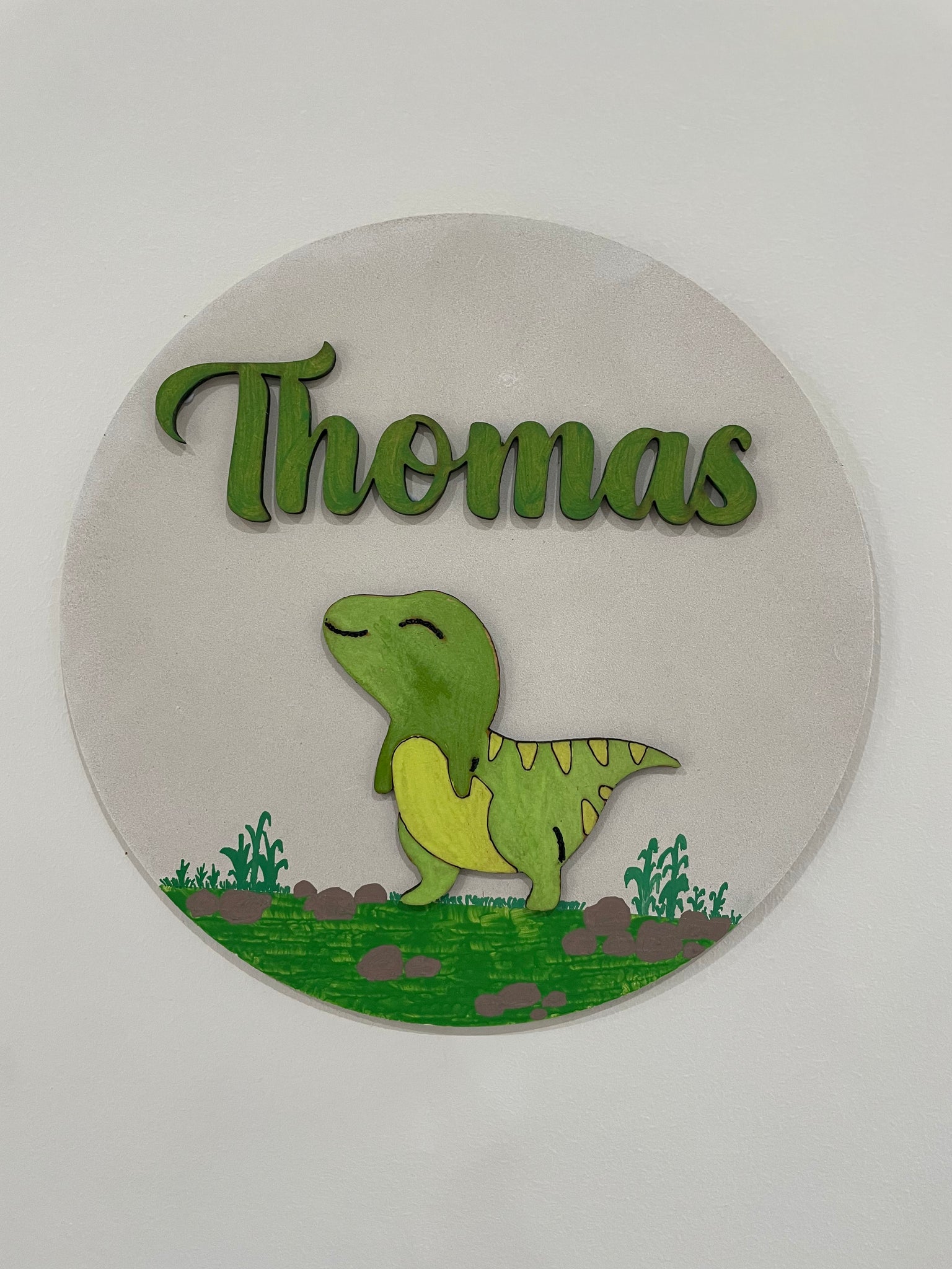 Personalised name plaque - dinosaur