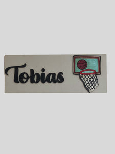 Kids Bedroom Door Sign , Personalised Sign for Study Area - Basketball - Name Plaques