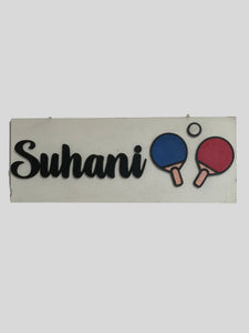 Kids Bedroom Door Sign , Personalised Sign for Study Area - Table Tennis - Name Plaques