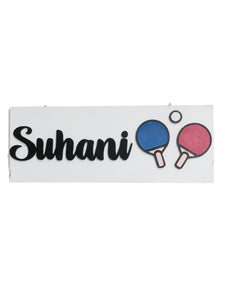 Kids Bedroom Door Sign , Personalised Sign for Study Area - Table Tennis - Name Plaques