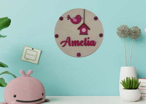 Personalised Wooden Name Sign - Nursery Name Plaque - Bird house - Name Plaques